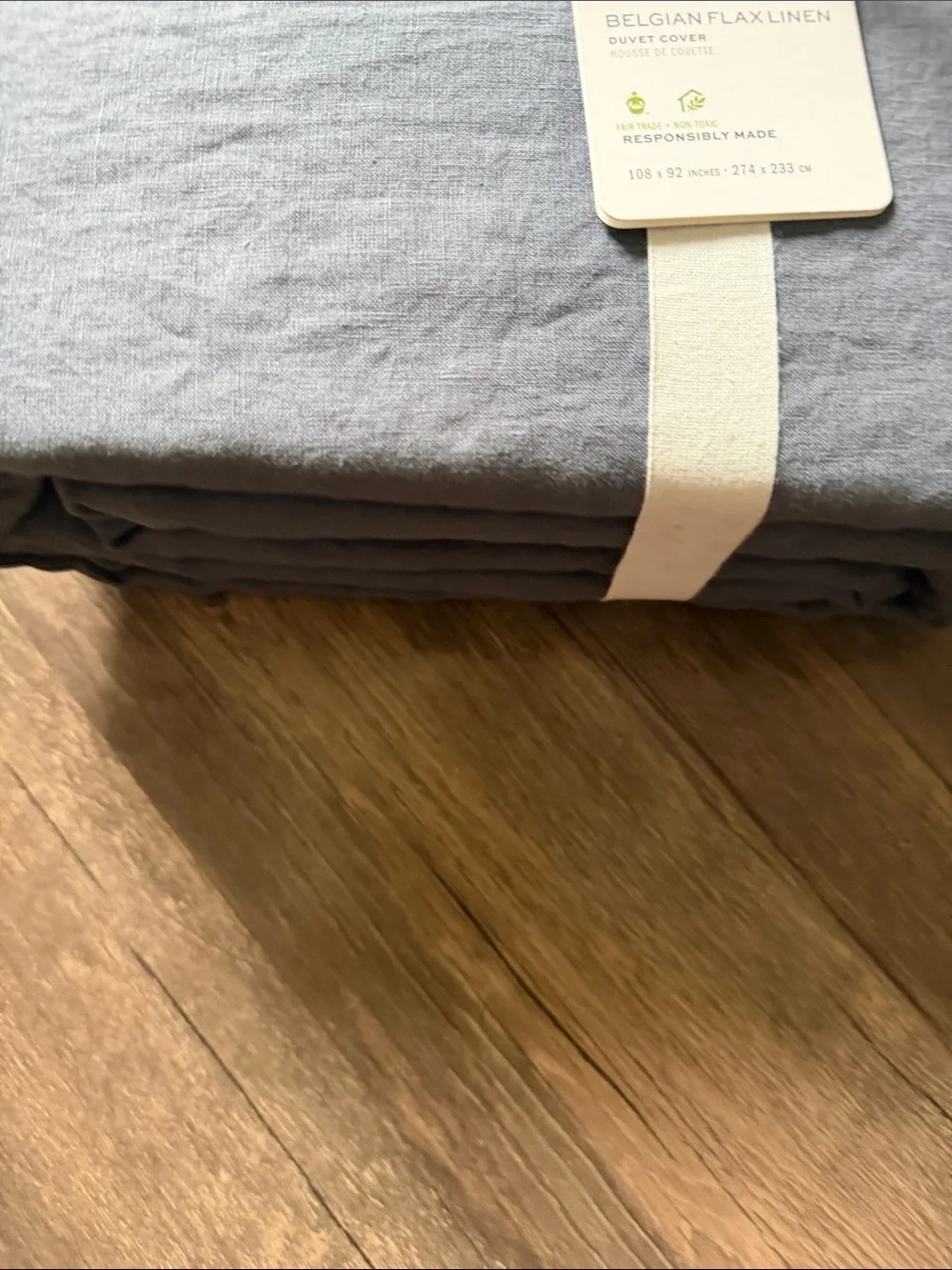Pottery Barn Belgian Flax Linen Duvet Cover in Charcoal Gray